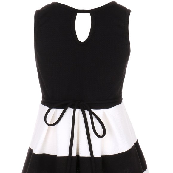 Girl Sleeveless Dress Color Block Striped Summer Special Flower Girl Dress 4-14 - Picture 2 of 4